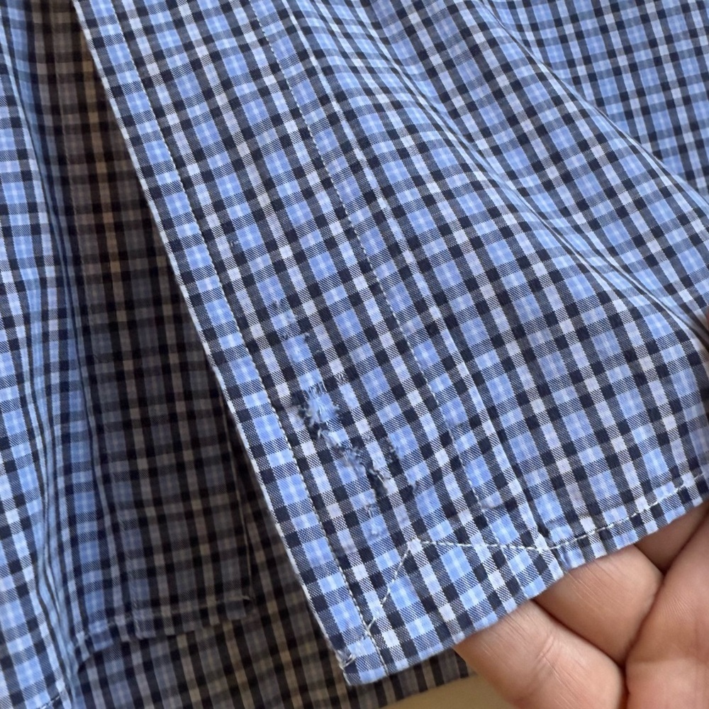 Ralph Lauren 100% Cotton Navy Plaid Button Down Shirt 17.5 - Picture 7 of 8